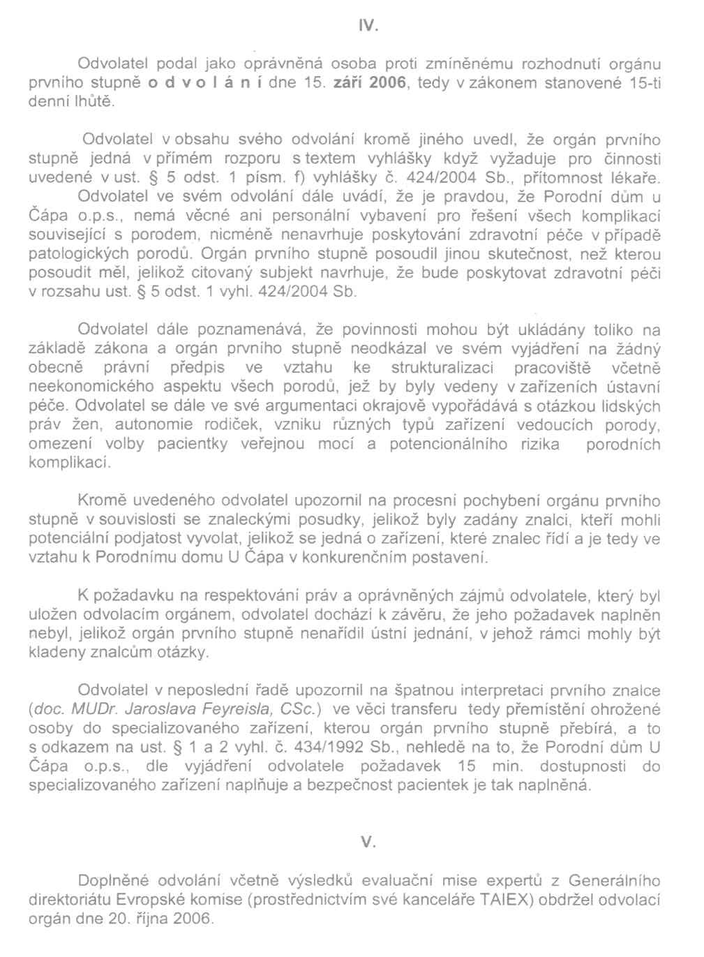 Rozhodnutí MZČR - 5. strana